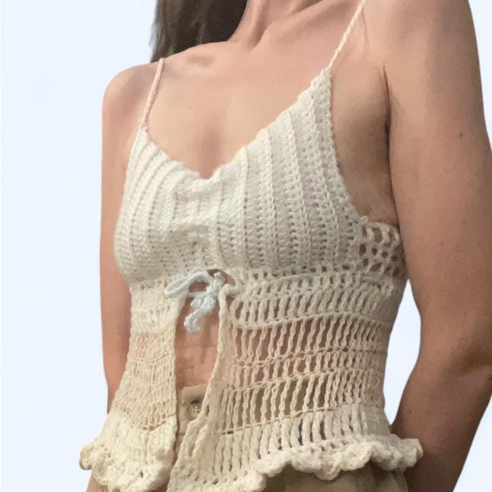 Elegant Cream Crochet Camisole